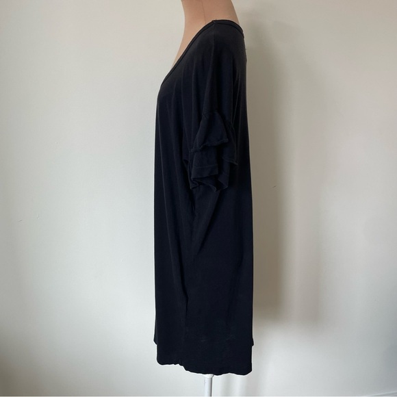 Current Elliott Ruffle Short Sleeve Roadie Washed Black T-Shirt Dress EUC 0/XS - Picture 6 of 12